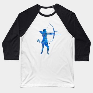 Archery girl blue art Baseball T-Shirt